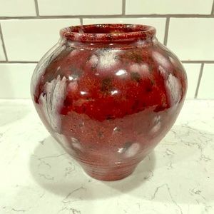 Red flower pot planter